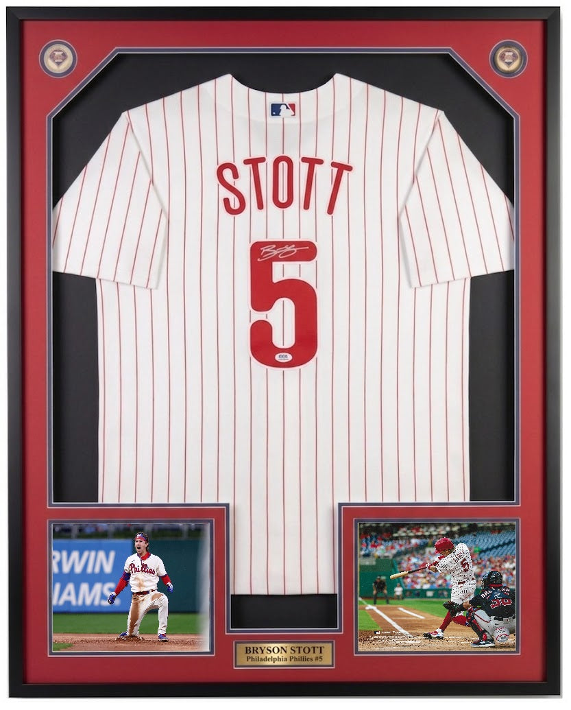 Bryson Stott Philadelphia Phillies Autographed White Nike Replica Framed Baseball Jersey