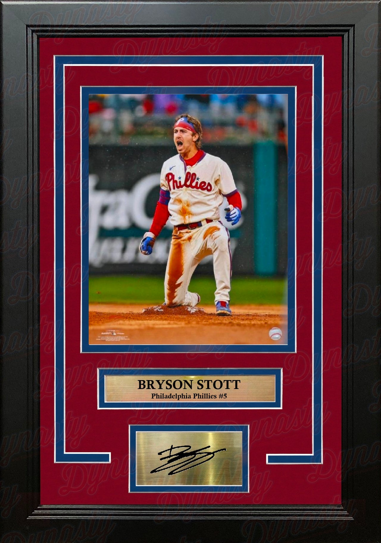 Bryson Stott Celebration Philadelphia Phillies 8" x 10" Framed Baseball Photo with Engraved Autograph - Dynasty Sports & Framing 