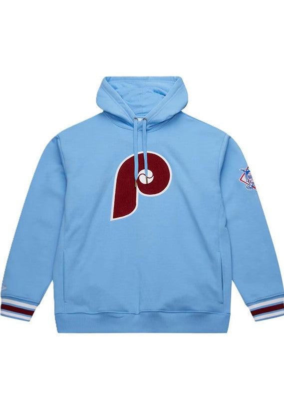 Philadelphia Phillies Powder Blue Mitchell & Ness Chainstitch Fleece Fashion Hoodie