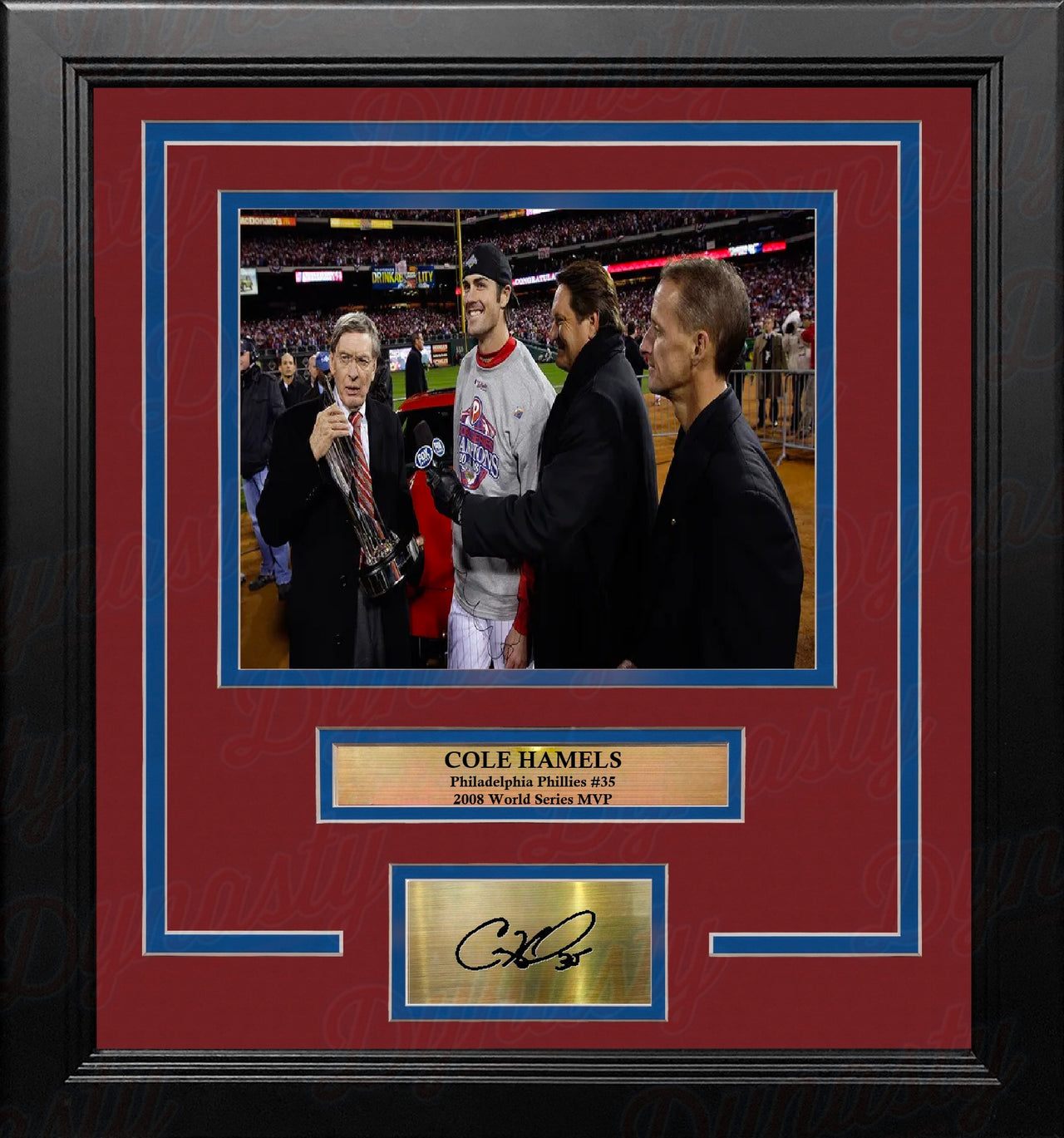 Cole Hamels Trophy Philadelphia Phillies 8x10 Framed Baseball Photo with Engraved Autograph