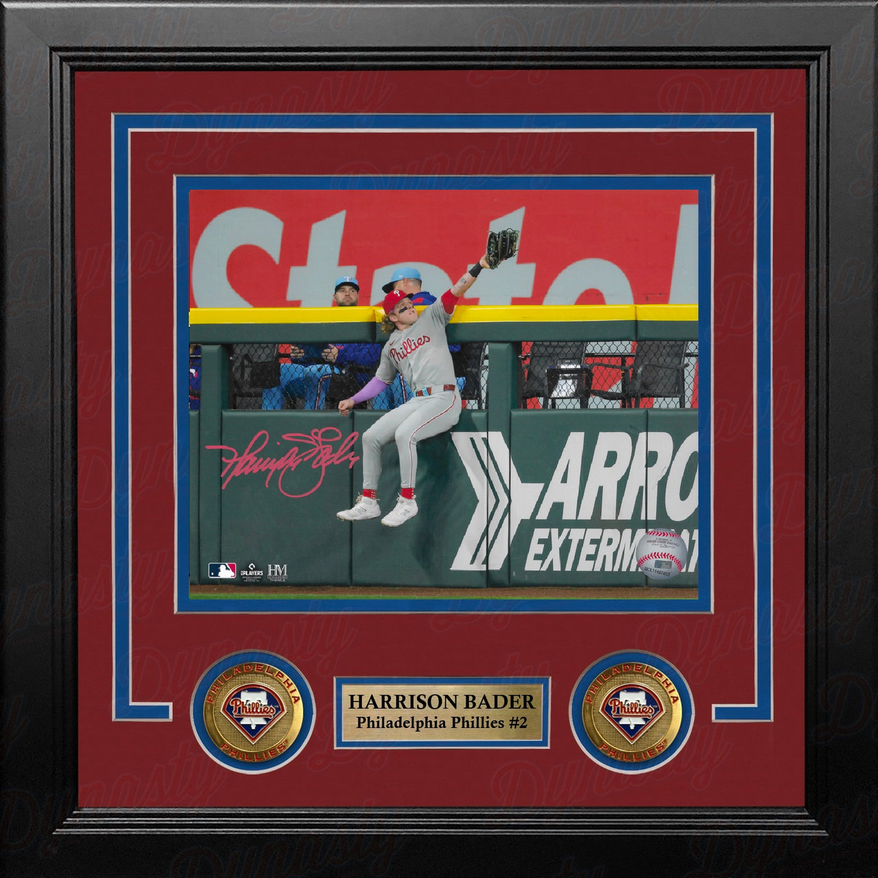 Harrison Bader "The Catch" Philadelphia Phillies Autographed 8" x 10" Framed Baseball Photo