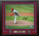Jesus Luzardo Pitching Action Philadelphia Phillies Autographed 11" x 14" Framed Baseball Photo - Dynasty Sports & Framing 