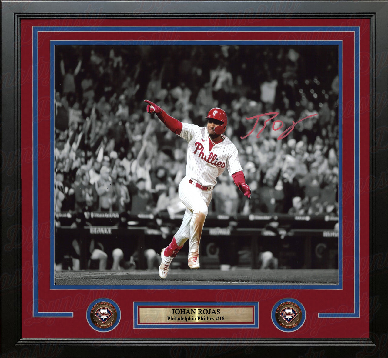 Johan Rojas Philadelphia Phillies Autographed 11" x 14" Framed Spotlight Baseball Photo (Red)