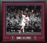 Johan Rojas Philadelphia Phillies Autographed 11" x 14" Framed Spotlight Baseball Photo (Red) - Dynasty Sports & Framing 