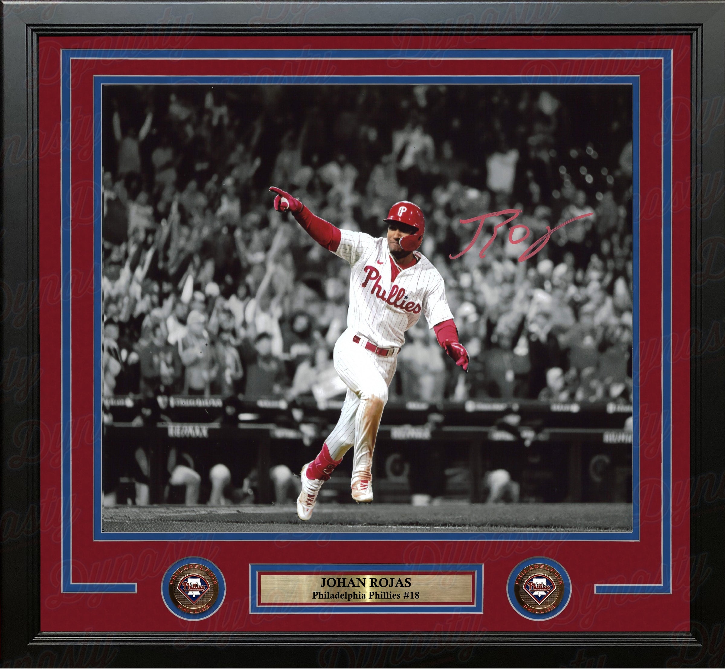Johan Rojas Philadelphia Phillies Autographed 11" x 14" Framed Spotlight Baseball Photo (Red)