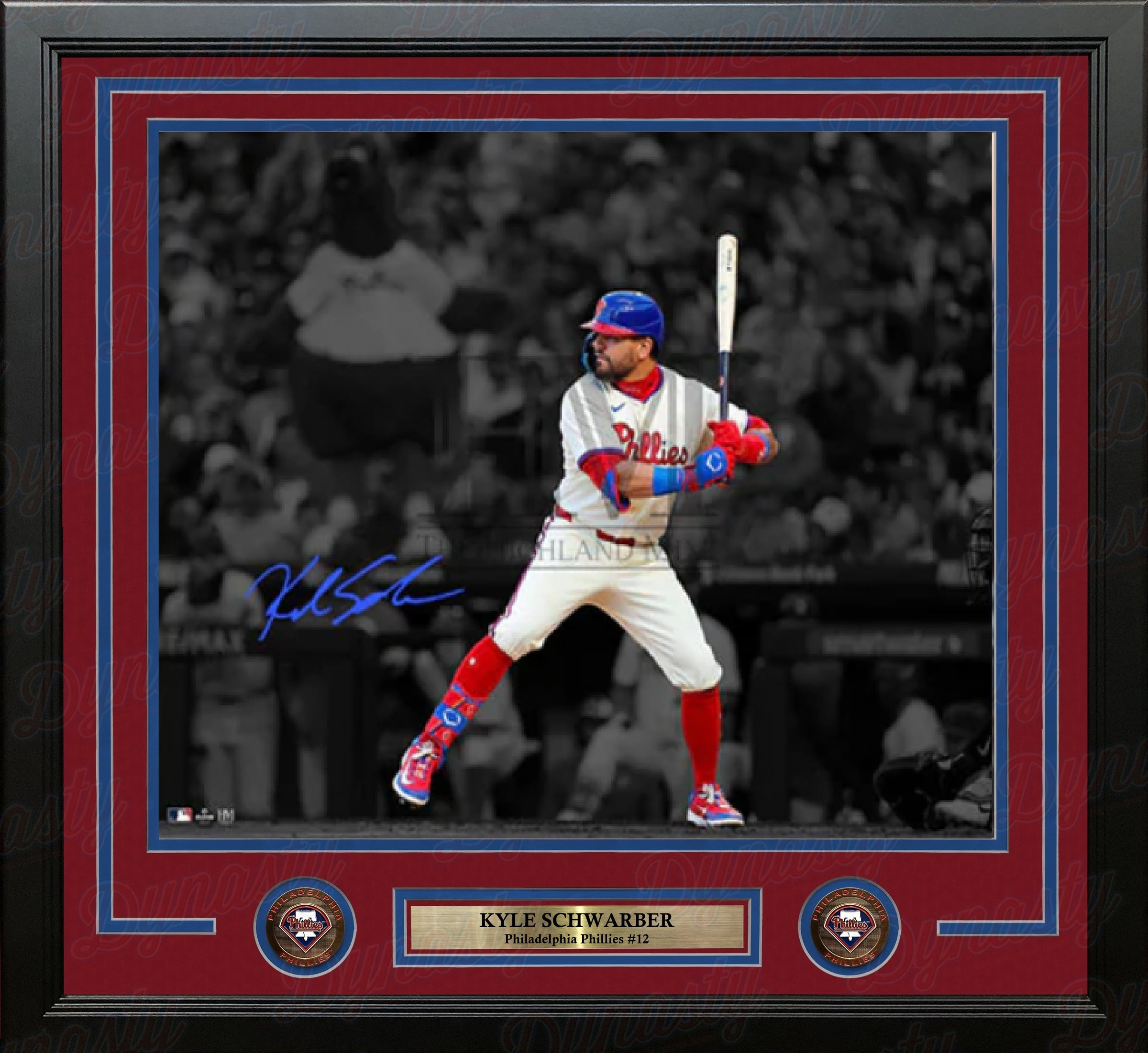 Kyle Schwarber Philadelphia Phillies Autographed 11" x 14" Framed Blackout Baseball Photo