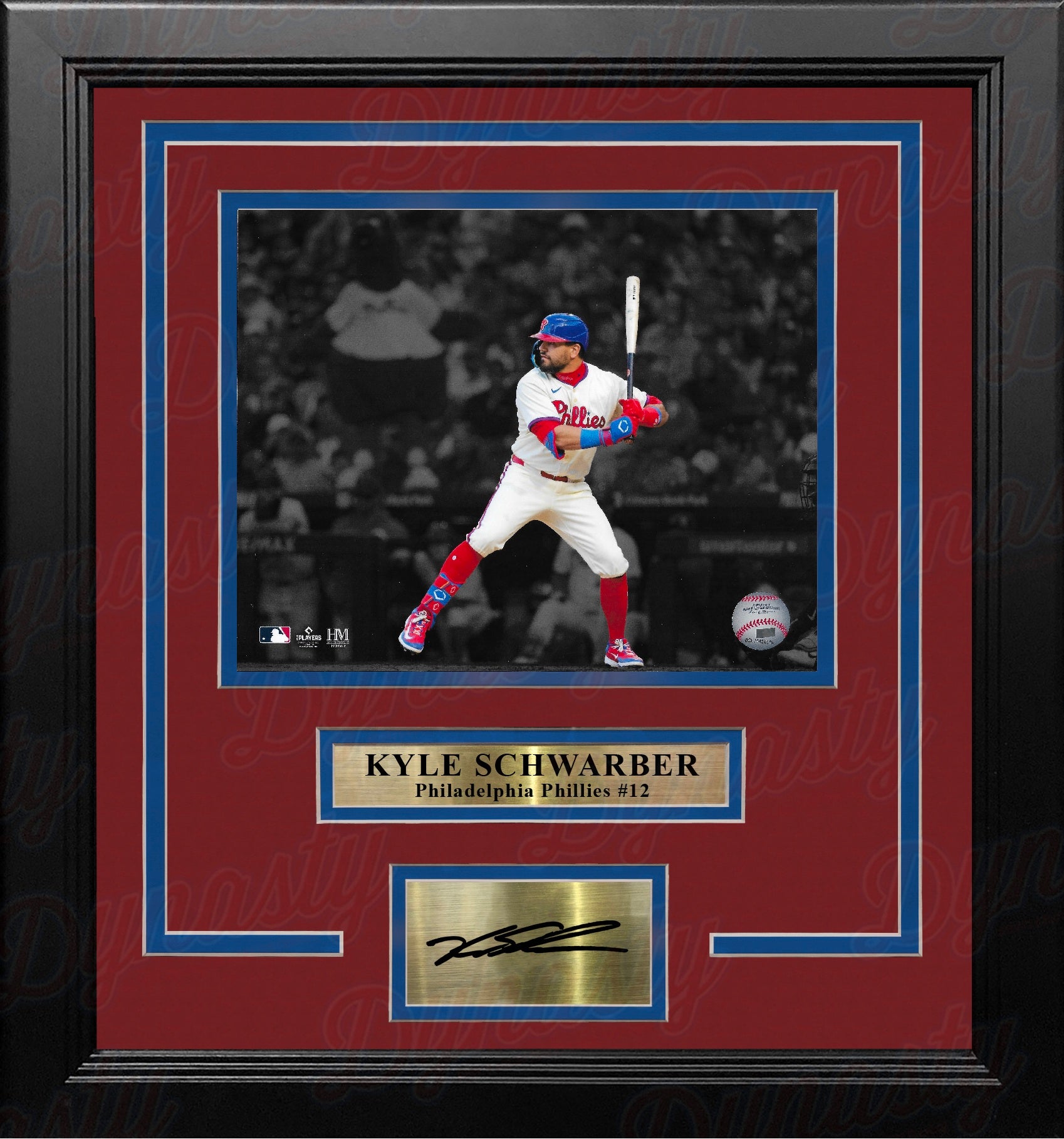 Kyle Schwarber Blackout Swing Philadelphia Phillies 8" x 10" Framed Photo with Engraved Autograph