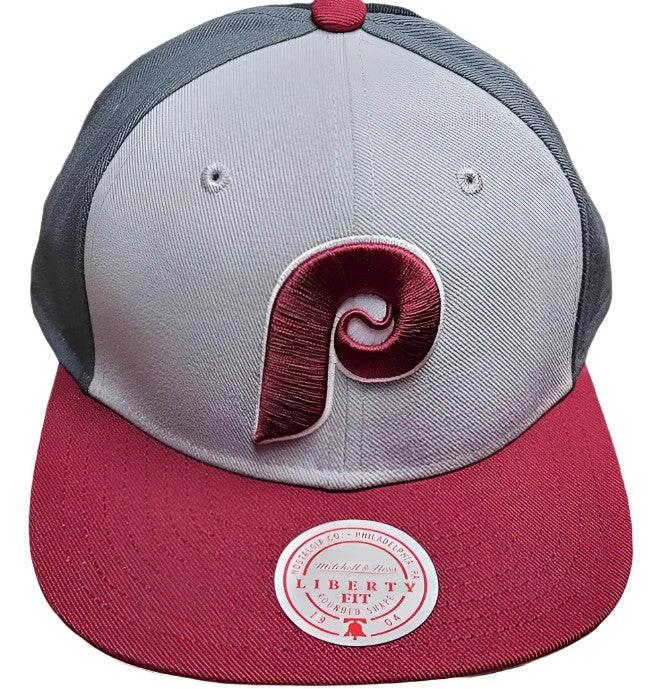 Philadelphia Phillies Gray Mitchell & Ness Triple Play Liberty Cooperstown Collection Snapback Cap