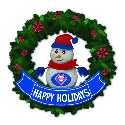 Philadelphia Phillies 15" Light-Up Snowman Wreath