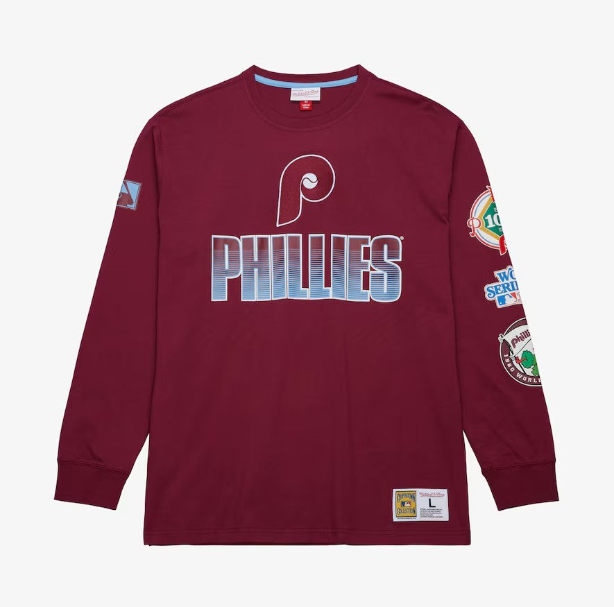 Philadelphia Phillies Mitchell & Ness Vintage Logo Allover Long Sleeve T-Shirt