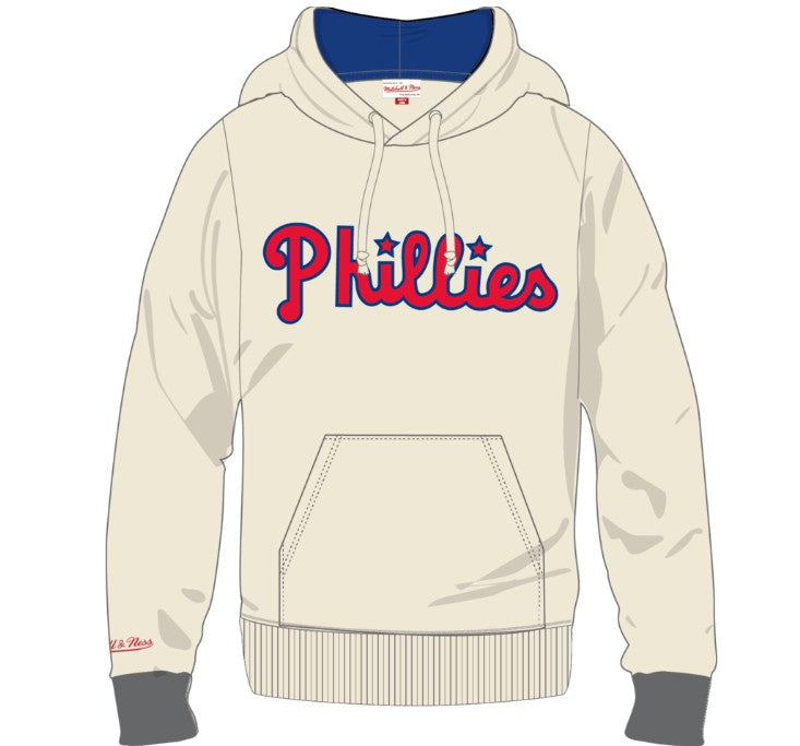 Philadelphia Phillies Mitchell & Ness Cream Fleece Crewneck Pullover Hoodie