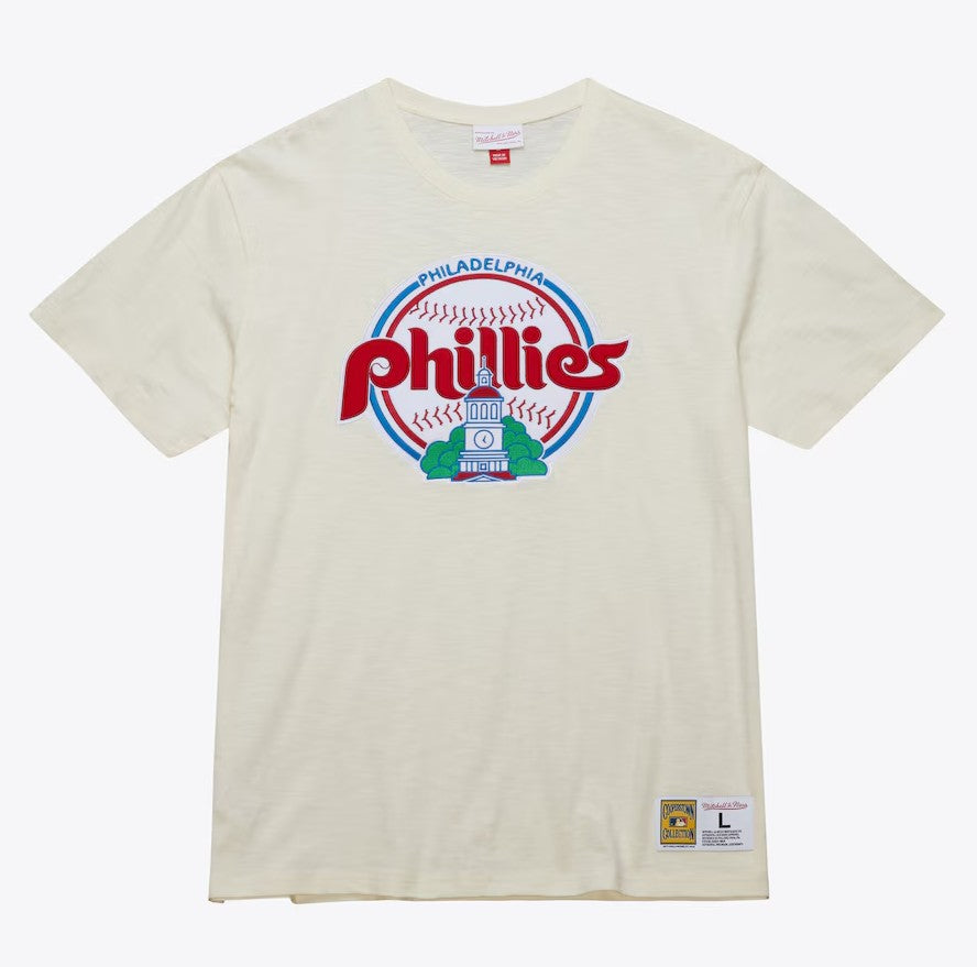 Philadelphia Phillies Mitchell & Ness Throwback Logo Slub T-Shirt - Cream
