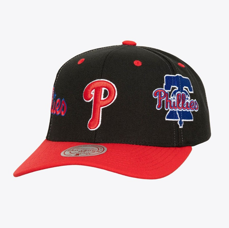 Philadelphia Phillies Mitchell & Ness Black Overbite Pro Snapback Hat