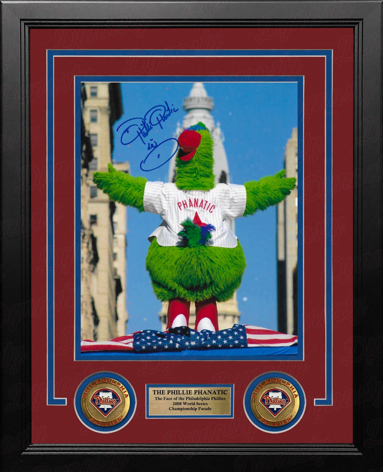 Phillie Phanatic Tom Burgoyne 2008 World Series Parade Autographed 8" x 10" Framed Baseball Photo