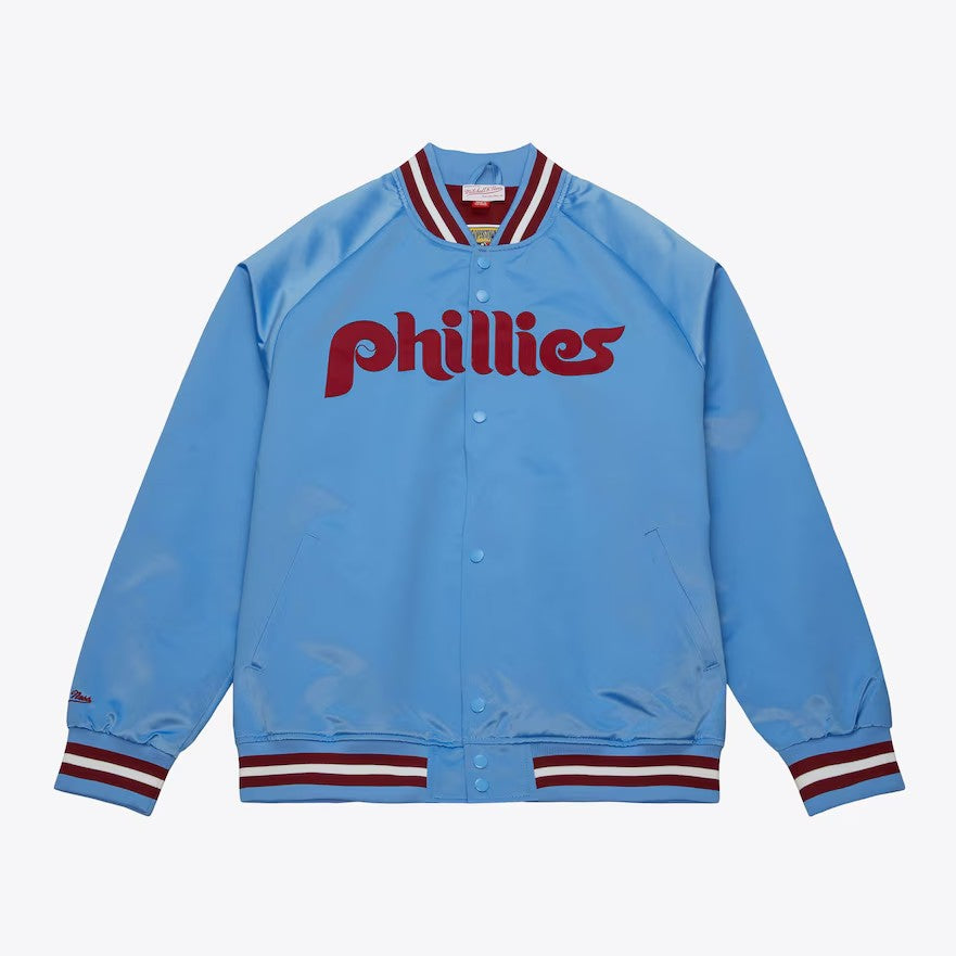 Philadelphia Phillies Mitchell & Ness Powder Blue Lightweight Satin Raglan Full-Snap Jacket