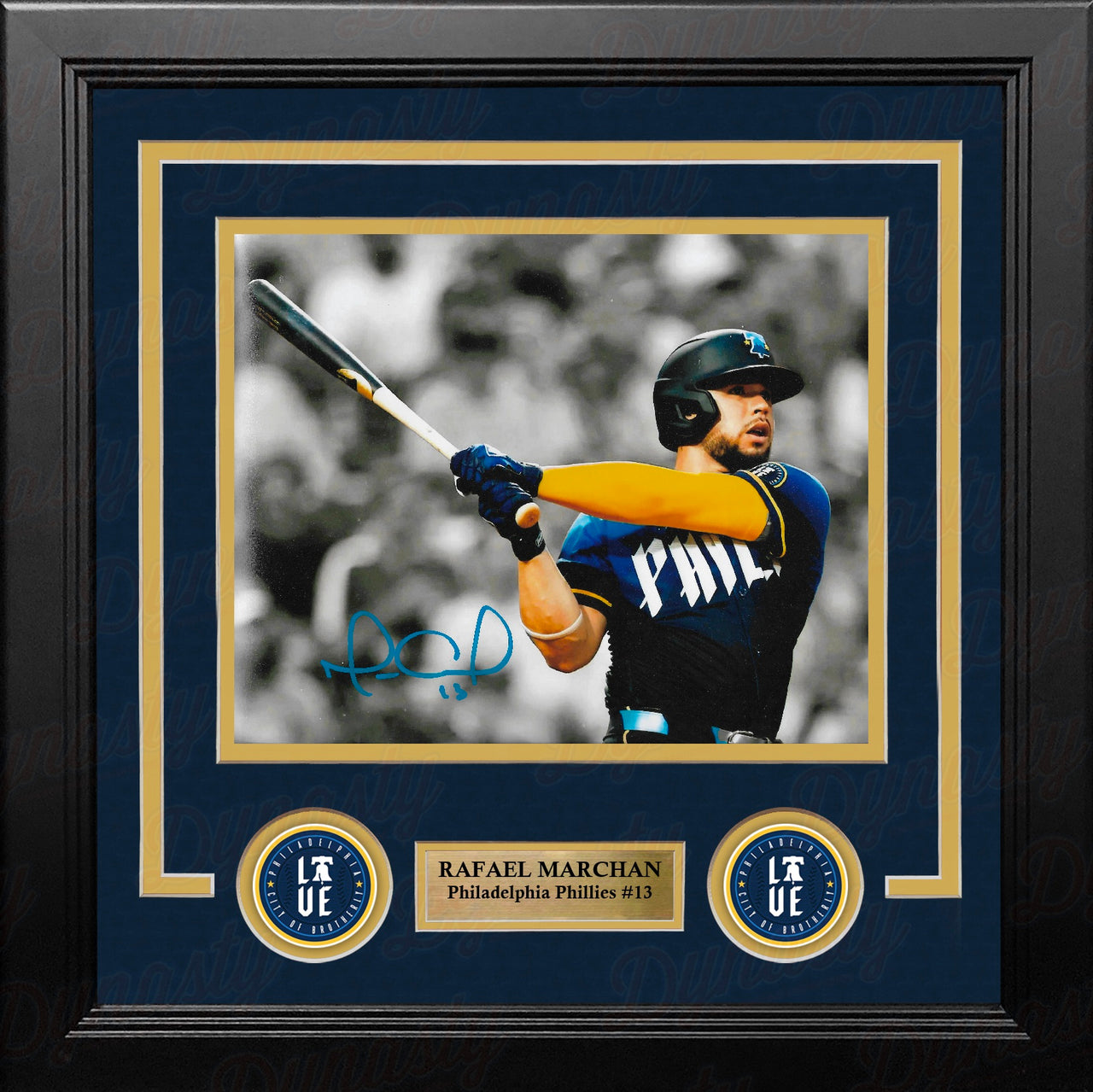 Rafael Marchan City Connect Swing Philadelphia Phillies Autographed 8" x 10" Framed Baseball Photo