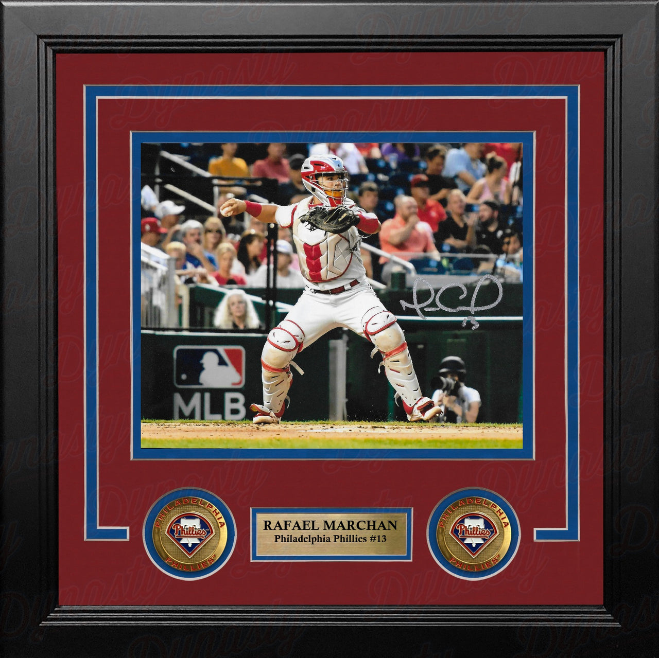Rafael Marchan Catching Action Philadelphia Phillies Autographed 8" x 10" Framed Baseball Photo