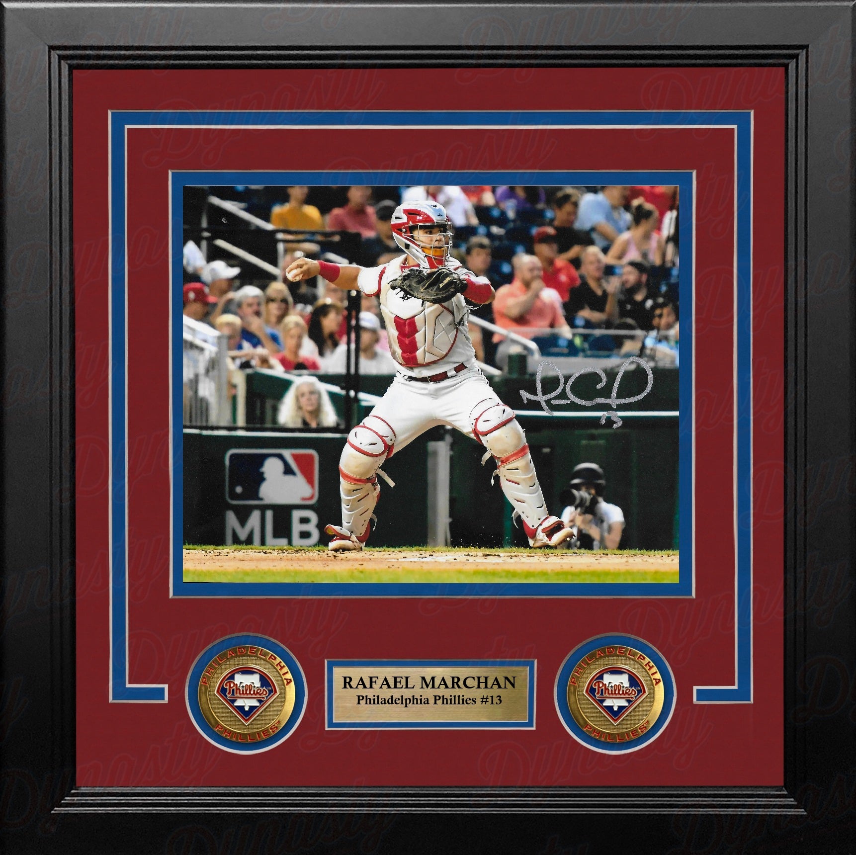 Rafael Marchan Catching Action Philadelphia Phillies Autographed 8" x 10" Framed Baseball Photo