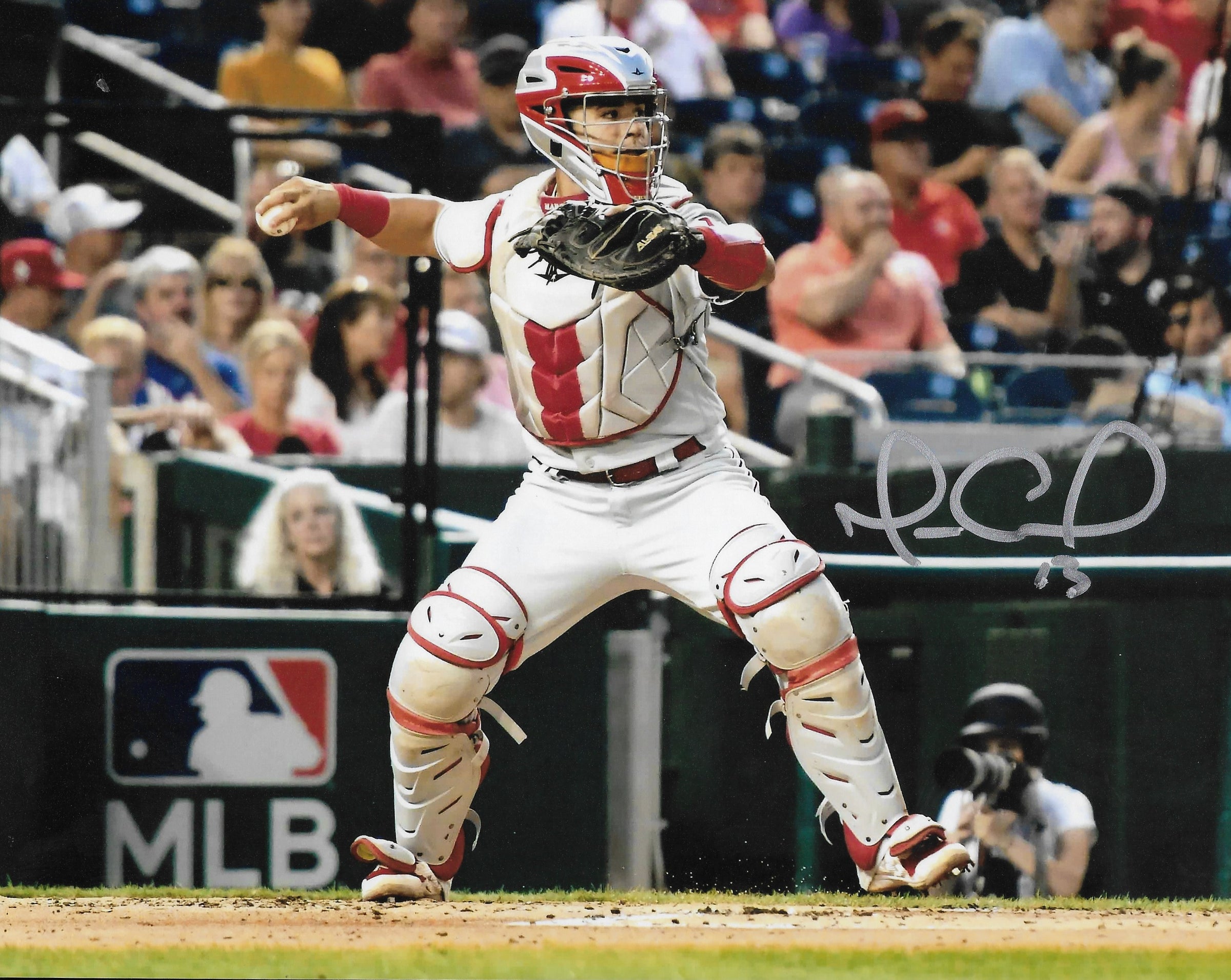 Rafael Marchan Catching Action Philadelphia Phillies Autographed 8" x 10" Baseball Photo