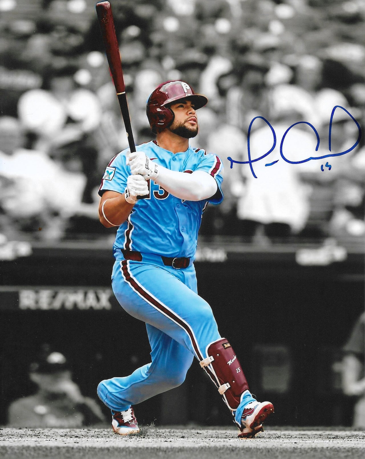 Rafael Marchan Throwback Swing Philadelphia Phillies Autographed 8" x 10" Baseball Photo - Dynasty Sports & Framing 