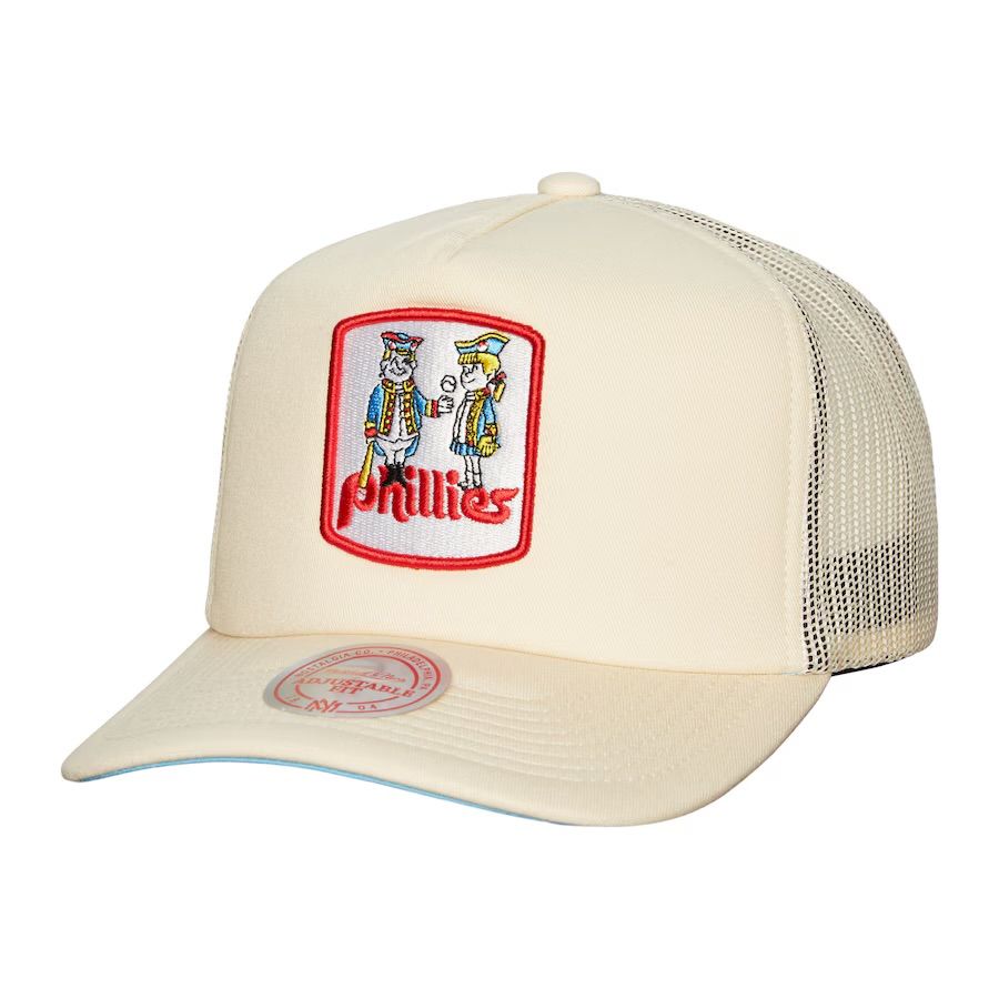 Philadelphia Phillies Mitchell & Ness Cream Cooperstown Collection Adjustable Trucker Hat
