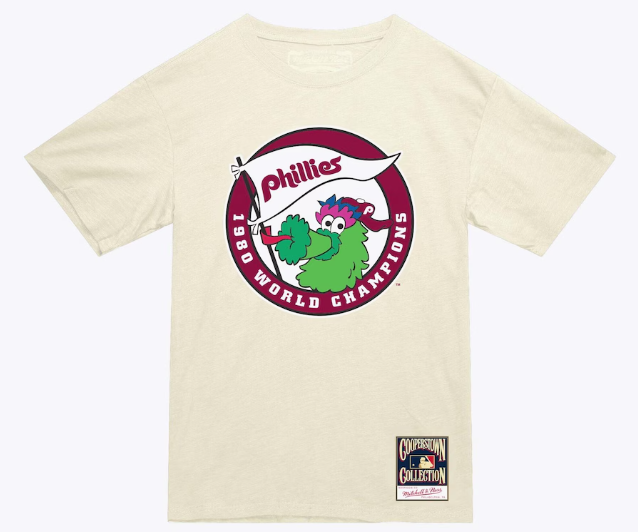 Philadelphia Phillies Phillie Phanatic Banner Mitchell & Ness T-Shirt- Cream