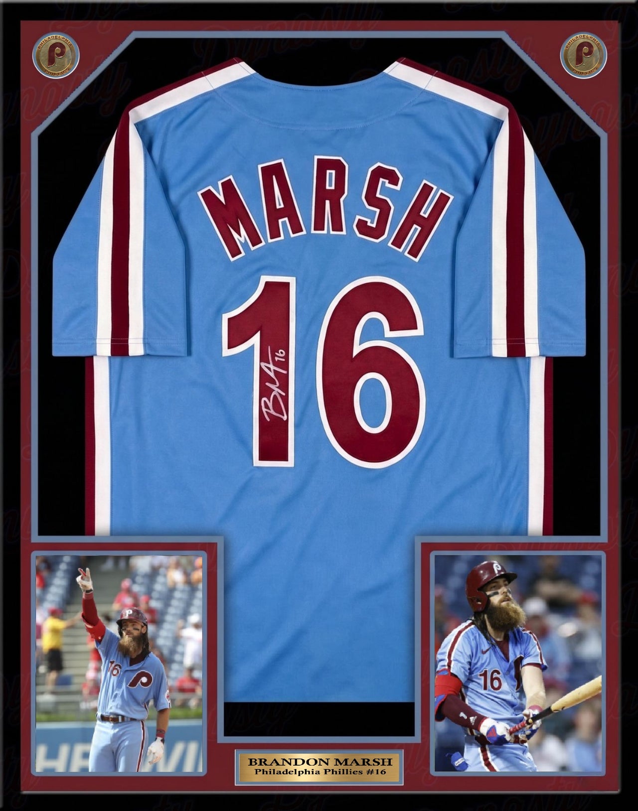 Brandon Marsh Philadelphia Baseball Pro-Style Signed & Framed Throwback Jersey