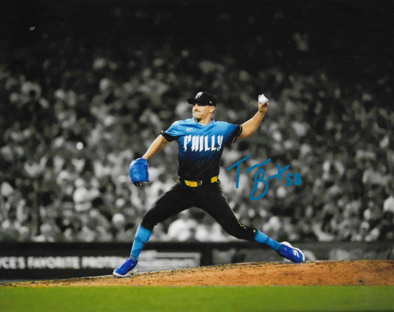 Tanner Banks City Connect Action Philadelphia Phillies Autographed 8" x 10" Baseball Photo