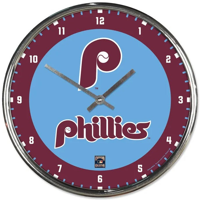 Philadelphia Phillies Throwback Round Chrome Clock