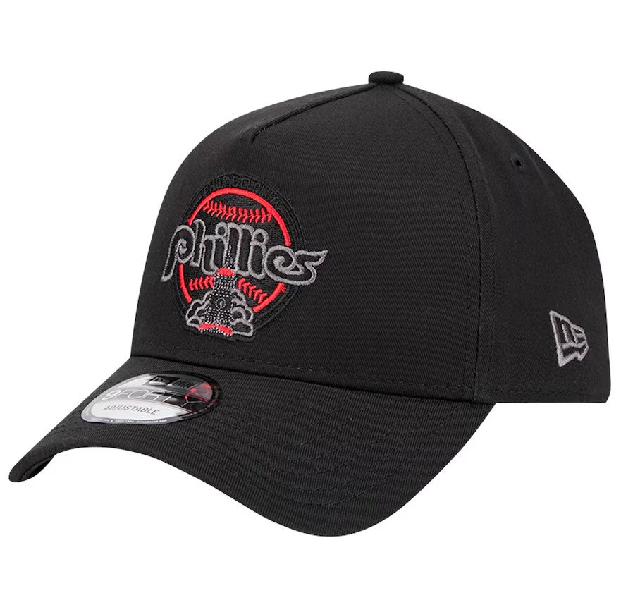 Philadelphia Phillies New Era Tonal Pop 9FORTY A-Frame Adjustable Hat - Black