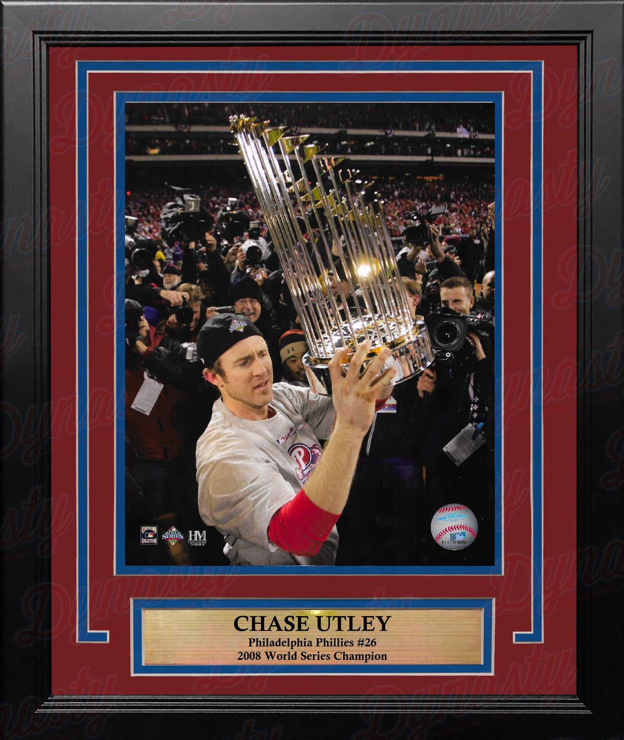Chase Utley Philadelphia Phillies 2008 World Series Trophy 11" x 14" Framed Baseball Photo