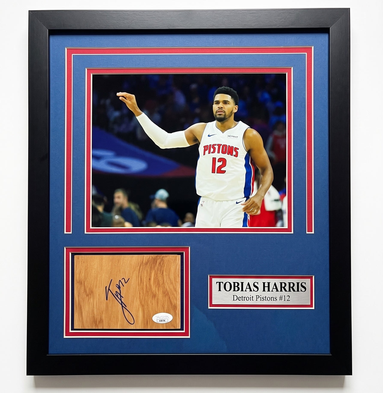 Tobias Harris Detroit Pistons Autographed 8" x 10" Framed Floorboard Collage