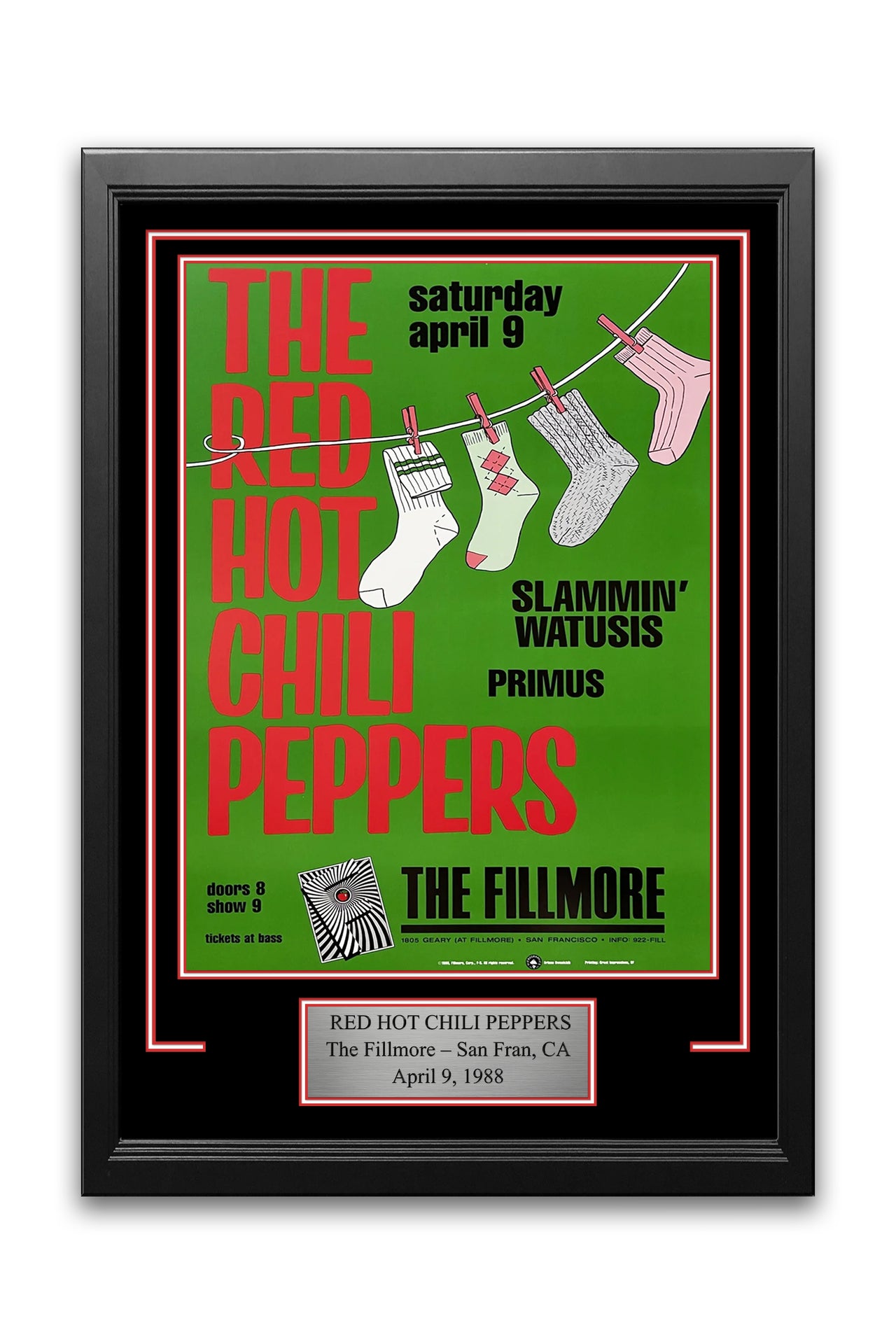 Red Hot Chili Peppers The Fillmore 1988 Concert Poster Frame Kit