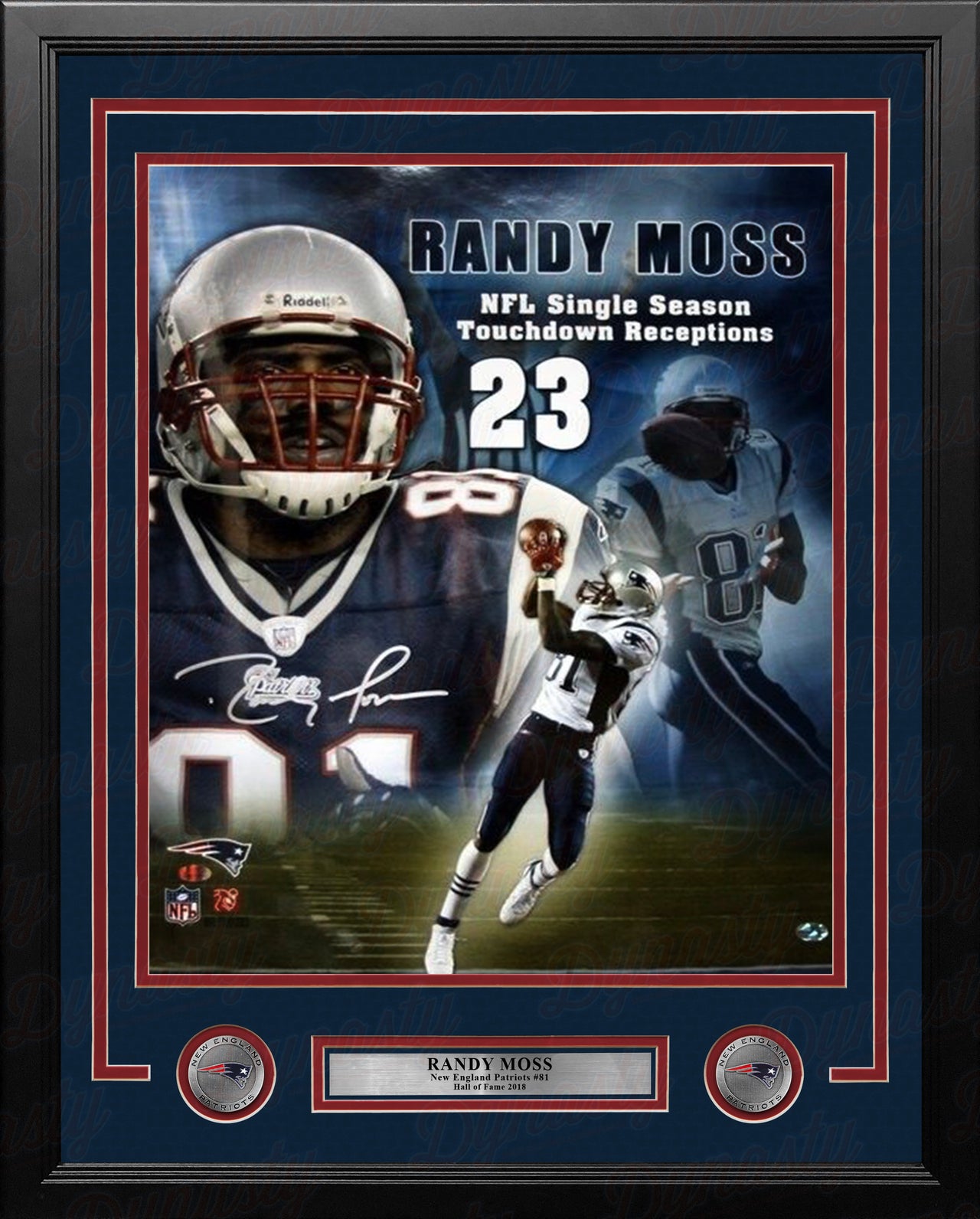 Randy Moss Single-Season Touchdown Receptions New England Patriots Autographed 16x20 Framed Photo