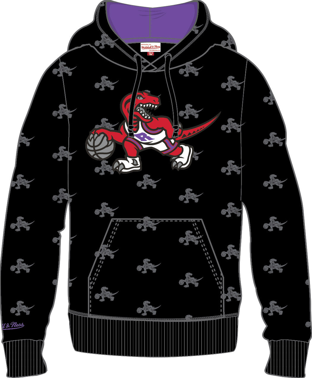 Toronto Raptors Mitchell & Ness All Over Print Fleece Hoodie