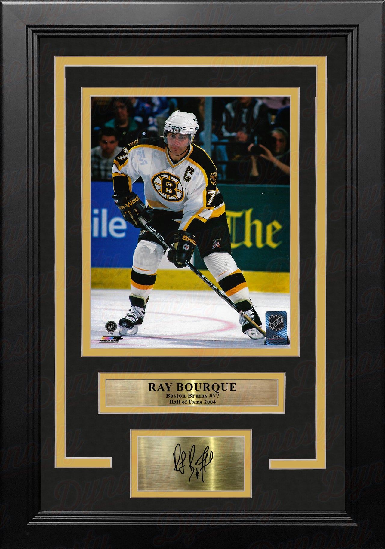 Ray Bourque in Action Boston Bruins 8" x 10" Framed Hockey Photo with Engraved Autograph
