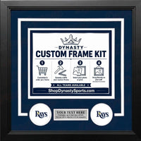 Tampa Bay Rays Custom MLB Baseball Picture Frame Kit with Navy Blue Matting, White Trim, a Silver Nameplate, and Rays logos