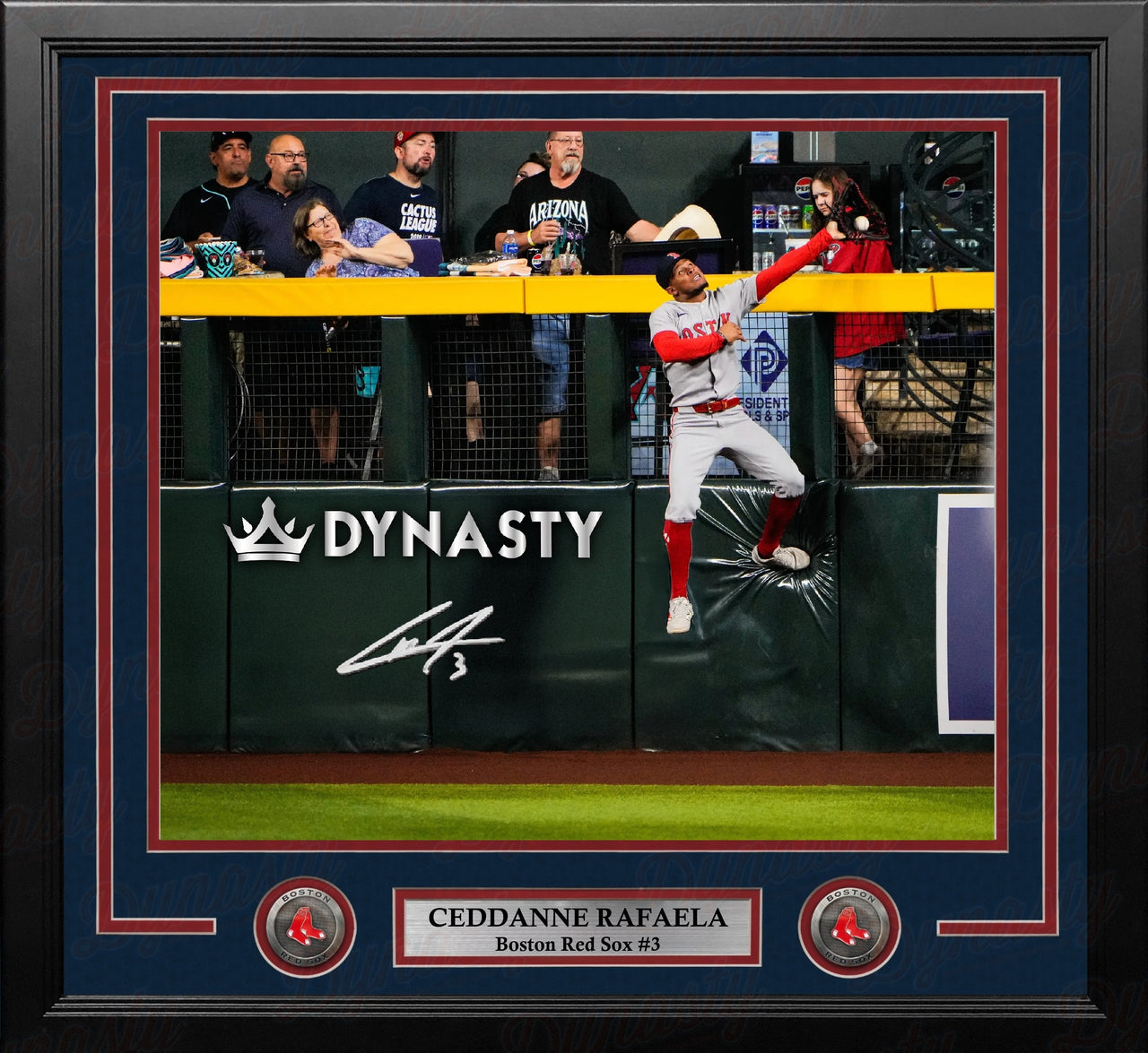 Ceddanne Rafaela Boston Red Sox Catch at the Wall Autographed 11" x 14" Framed Baseball Photo