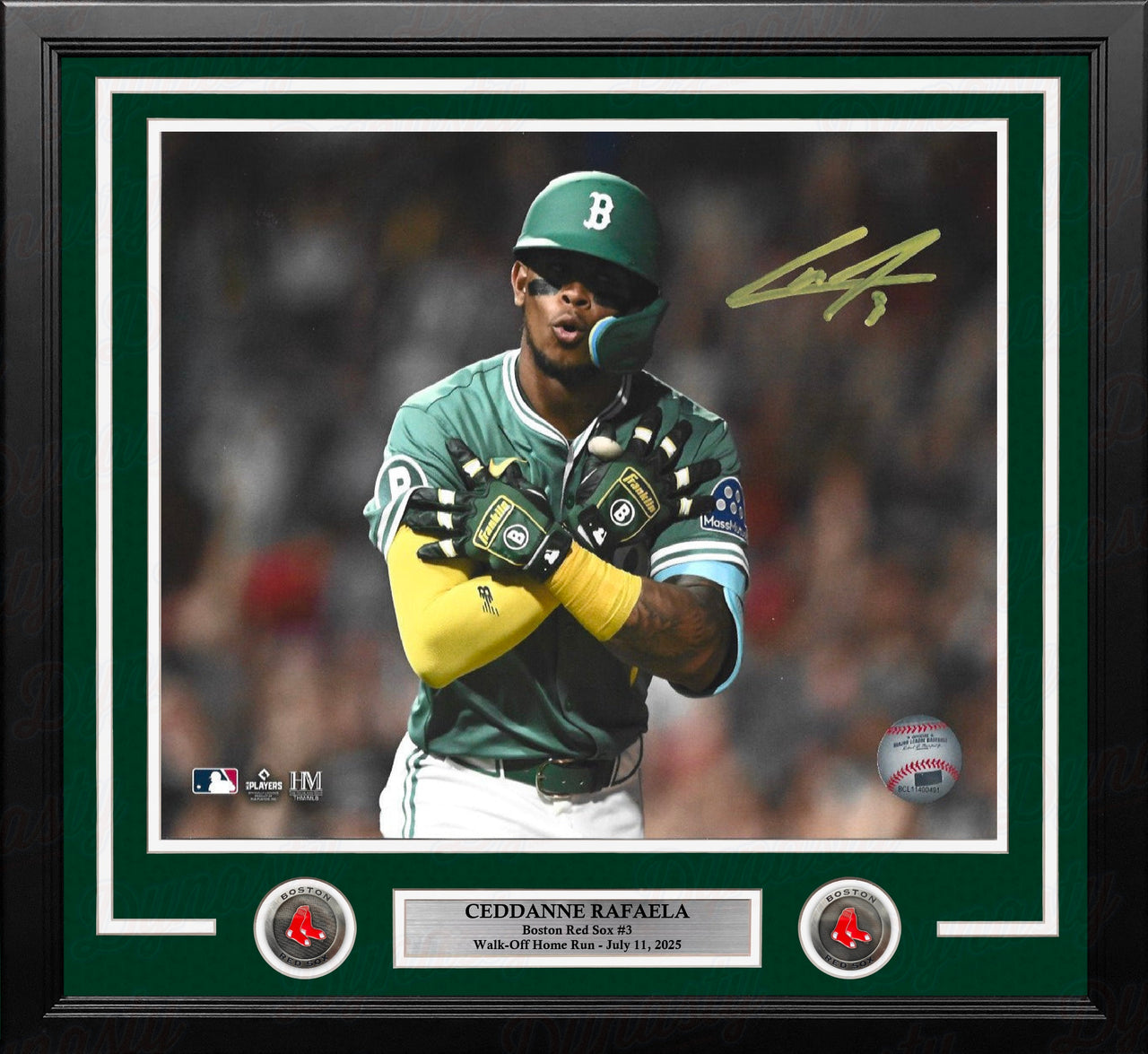 Ceddanne Rafaela Boston Red Sox Walk-Off Celebration Autographed 16" x 20" Framed Baseball Photo