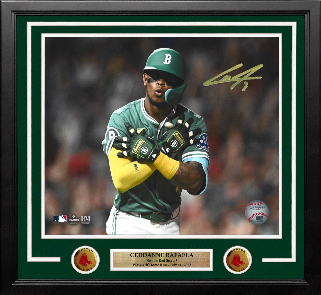 Ceddanne Rafaela Boston Red Sox Walk-Off Celebration Autographed 16" x 20" Framed Baseball Photo