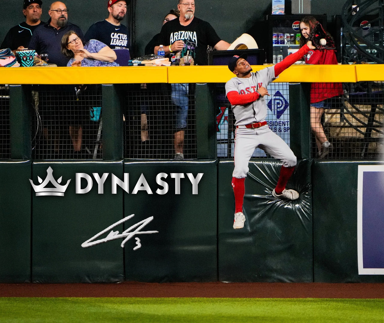 Ceddanne Rafaela Boston Red Sox Catch at the Wall Autographed 11" x 14" Baseball Photo