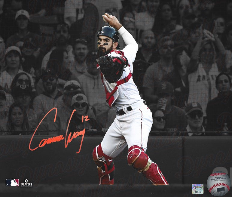 Connor Wong Throwing Action Boston Red Sox Autographed 16" x 20" Spotlight Photo - Red Signature