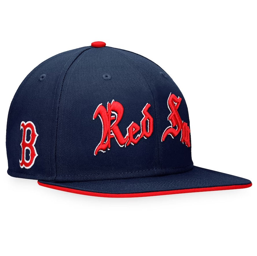 Boston Red Sox Iconic Old English Snapback Hat - Navy - Dynasty Sports & Framing 