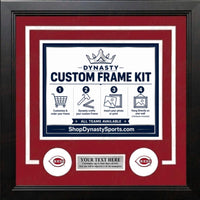 Cincinnati Reds Custom MLB Baseball Picture Frame Kit with Red Matting, White Trim, a Silver Nameplate, and Reds logos