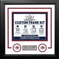 Cincinnati Reds Custom MLB Baseball Picture Frame Kit with White Matting, Red Trim, a Silver Nameplate, and Reds logos