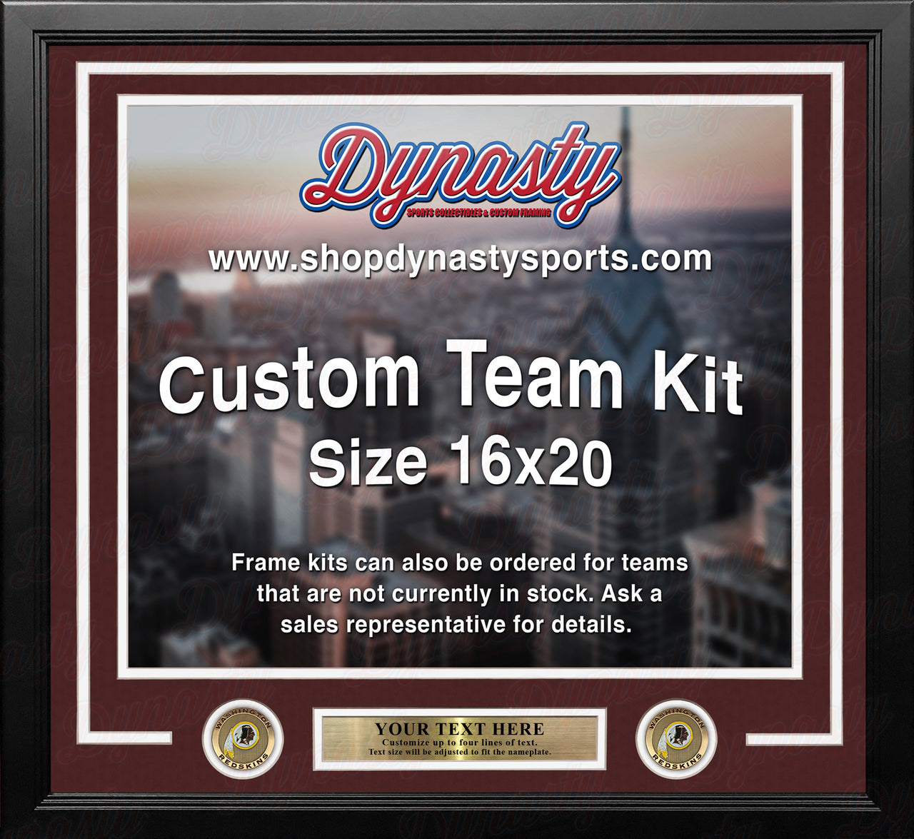 Washington Redskins Custom NFL Football 16x20 Picture Frame Kit (Multiple Colors)