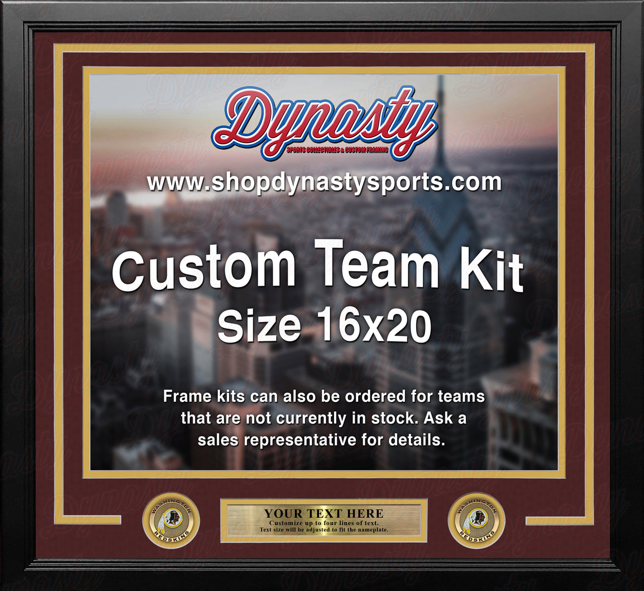 Washington Redskins Custom NFL Football 16x20 Picture Frame Kit (Multiple Colors)