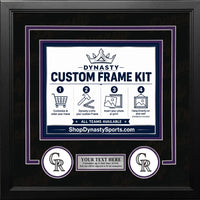 Colorado Rockies Custom MLB Baseball Picture Frame Kit with Black Matting, Purple Trim, a Silver Nameplate, and Rockies logos
