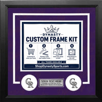 Colorado Rockies Custom MLB Baseball Picture Frame Kit with Purple Matting, White Trim, a Silver Nameplate, and Rockies logos