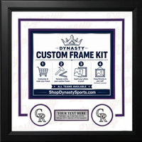 Colorado Rockies Custom MLB Baseball Picture Frame Kit with White Matting, Purple Trim, a Silver Nameplate, and Rockies logos